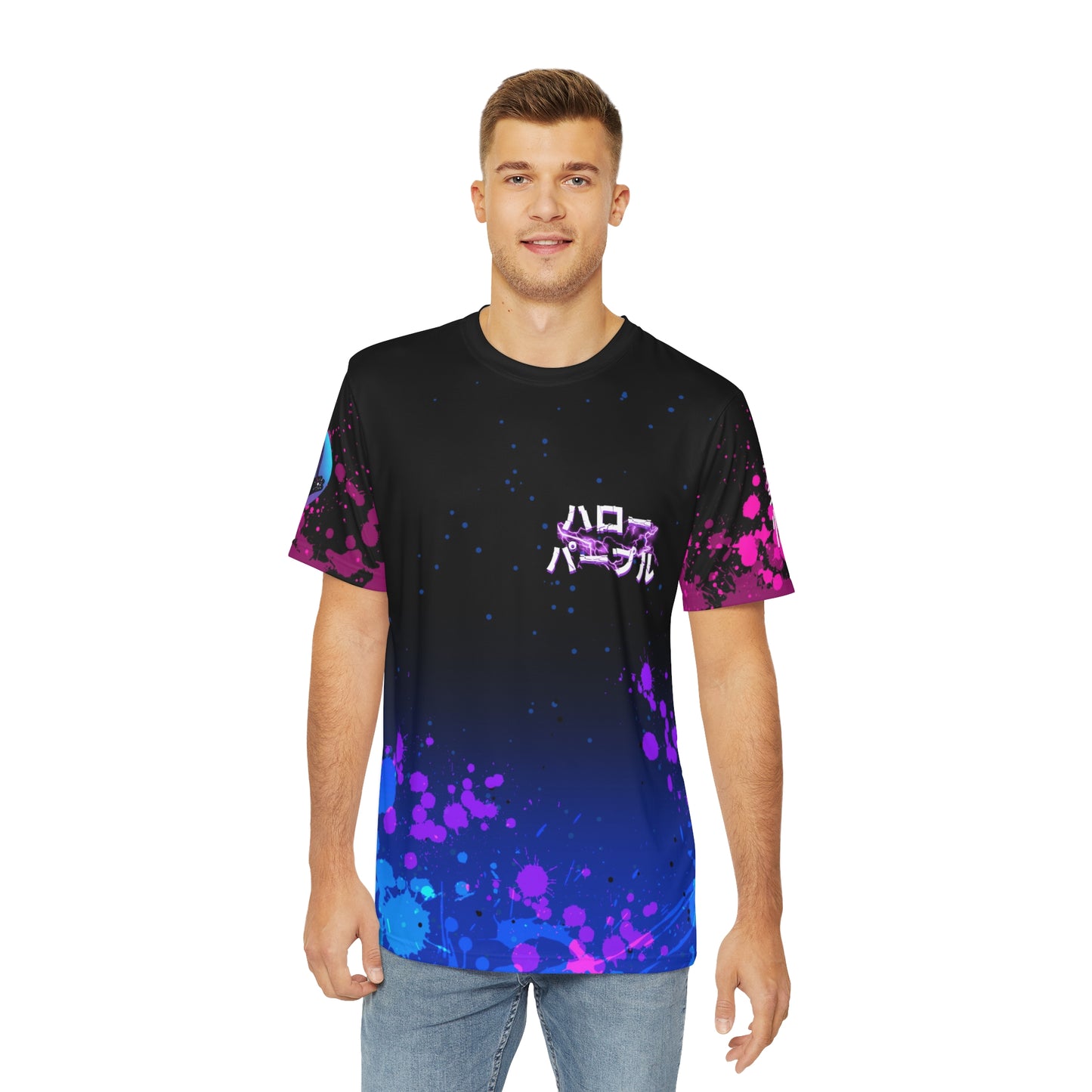 Purple flash all over print shirt