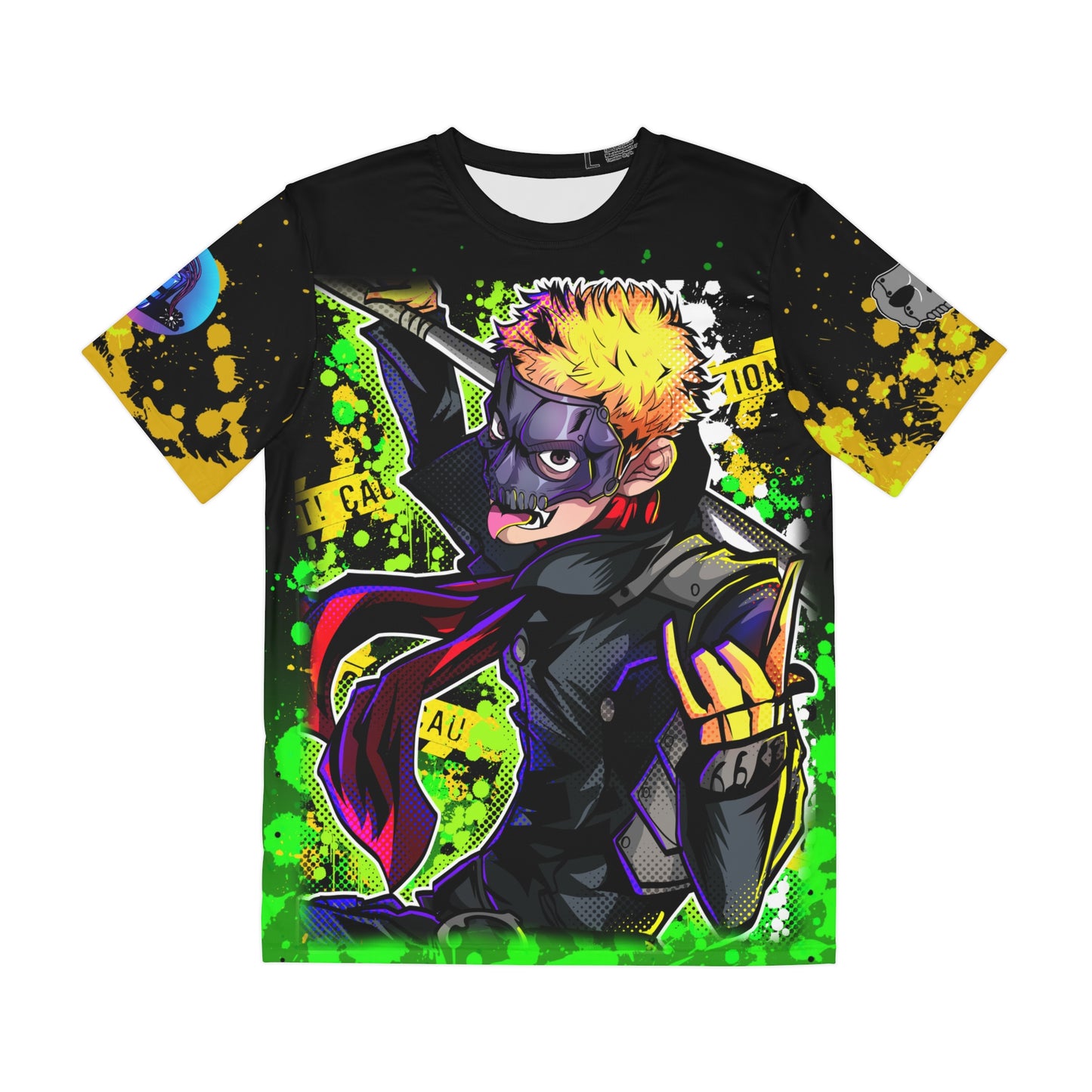 Masked punk all over print shirt