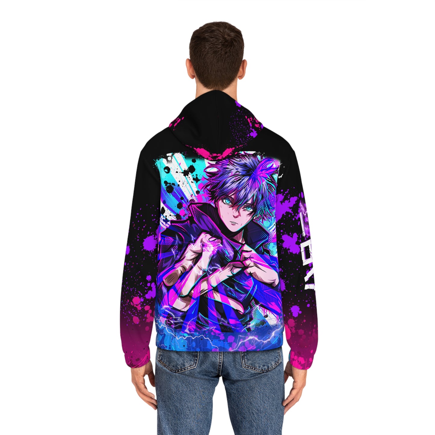 Purple flash all over print hoodie