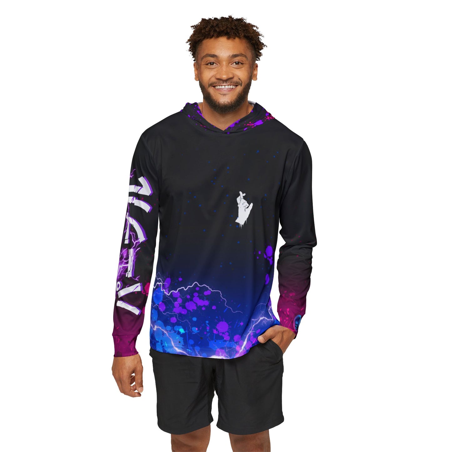 Purple flash all over print hoodie