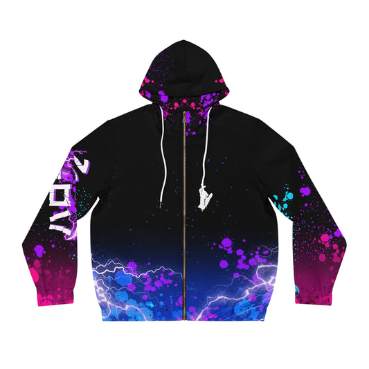 Purple flash all over print hoodie