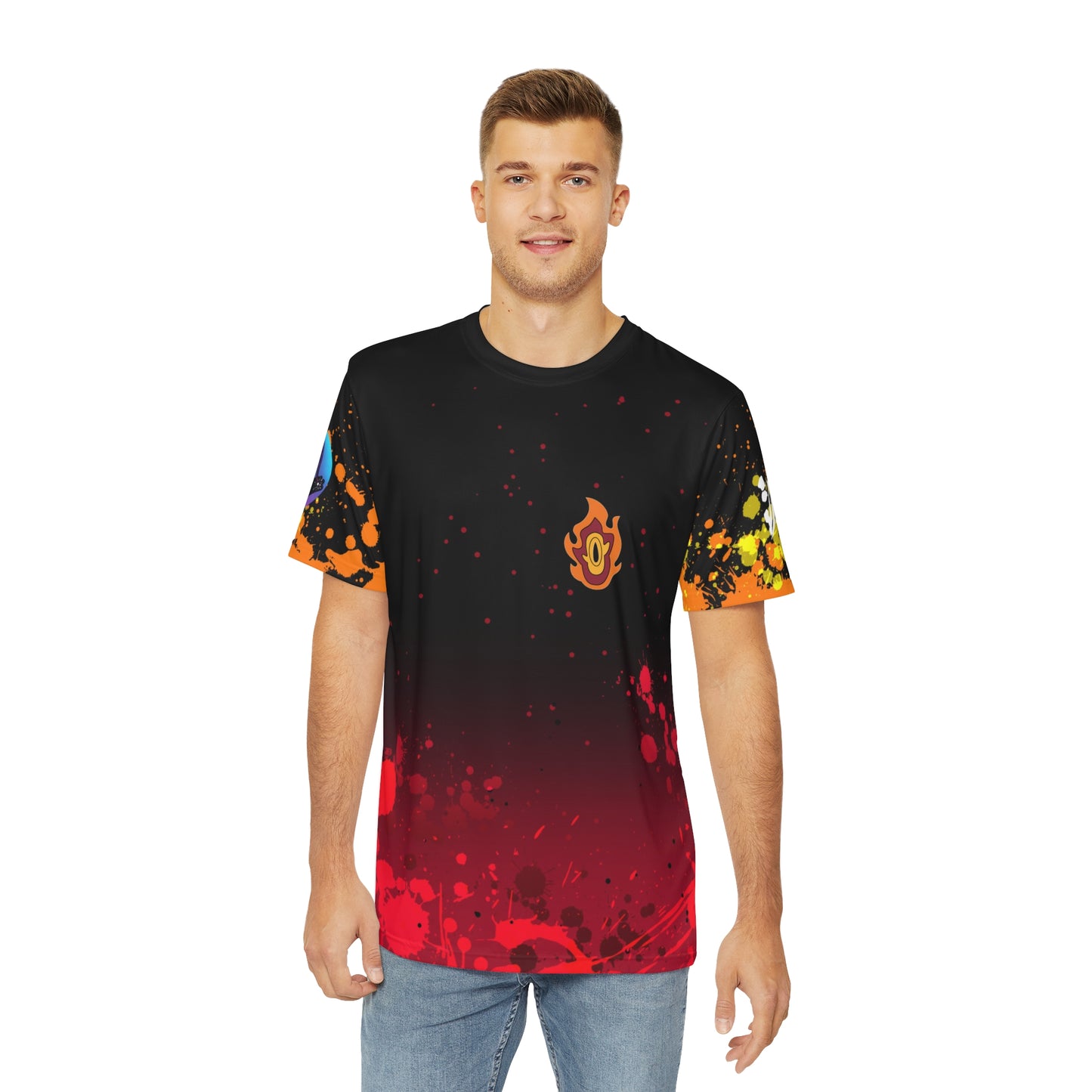 Heart a blaze all over print shirt