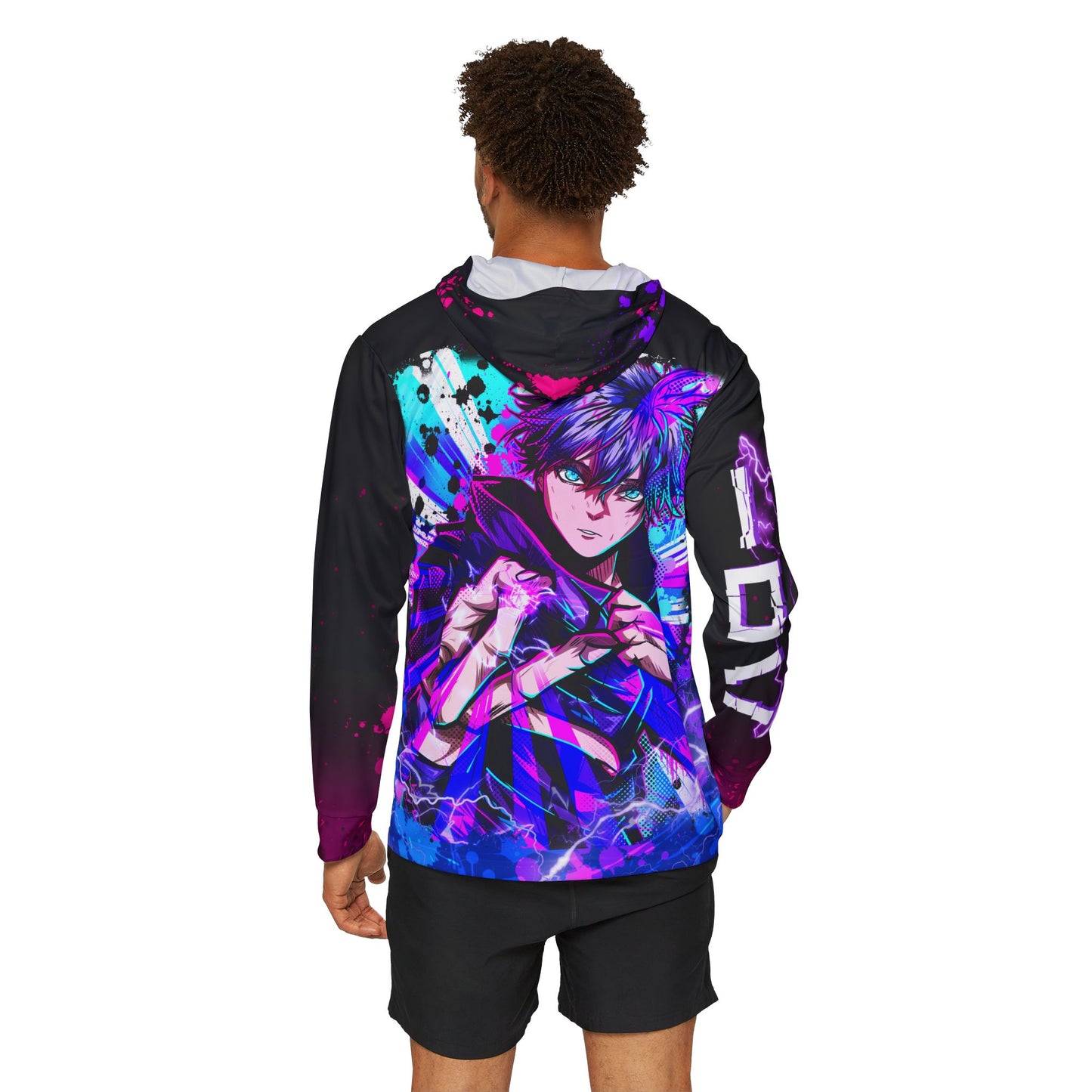 Purple flash all over print hoodie