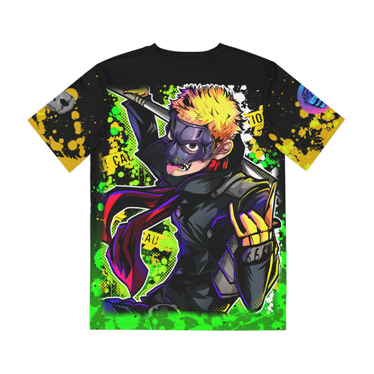 Masked punk all over print shirt