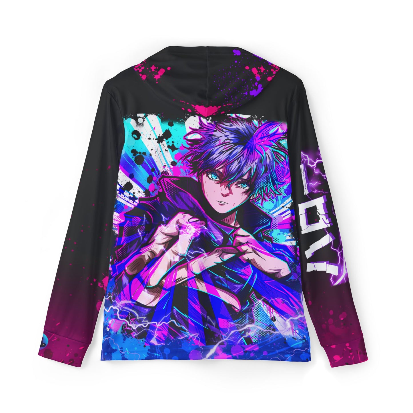 Purple flash all over print hoodie