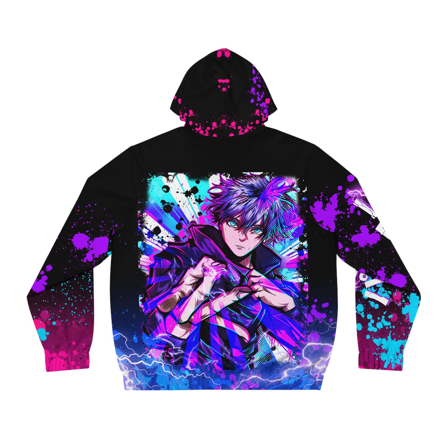 Purple flash all over print hoodie