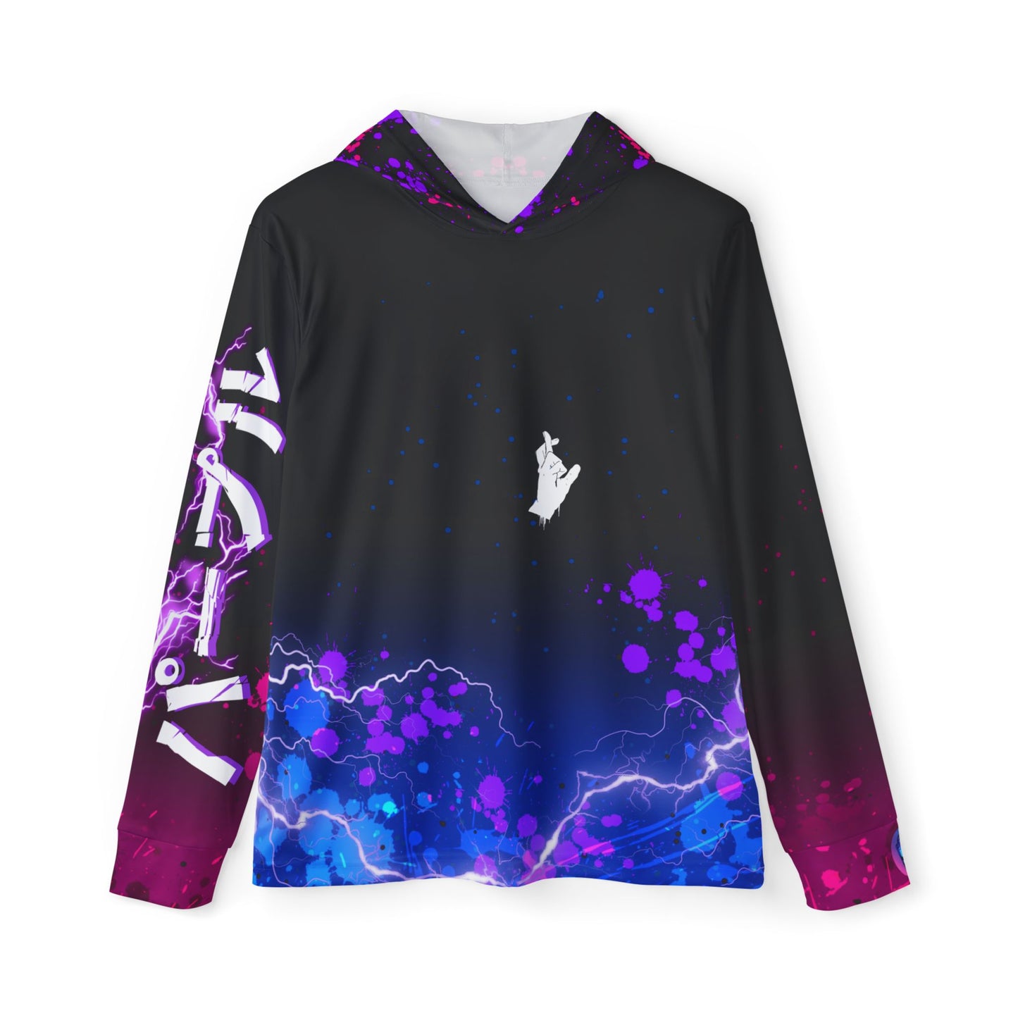 Purple flash all over print hoodie